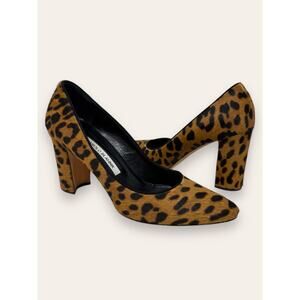 Manolo Blahnik Tucciototo Leopard-Print Calf Hair Pumps 38.5 Women’s